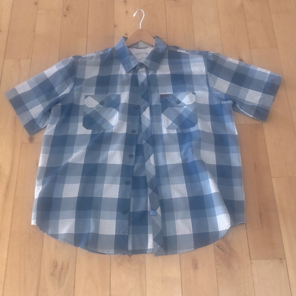 Orvis Men's Blue Plaid Shirt - Picture 4 of 12